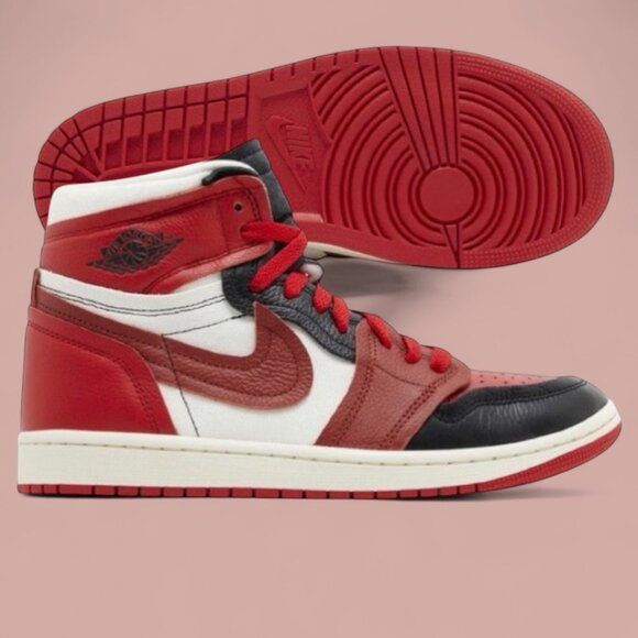 Womens Air Jordan 1 High 'Method of Make' Sport Red Basketball Shoes Size 7 NEW - Picture 1 of 6
